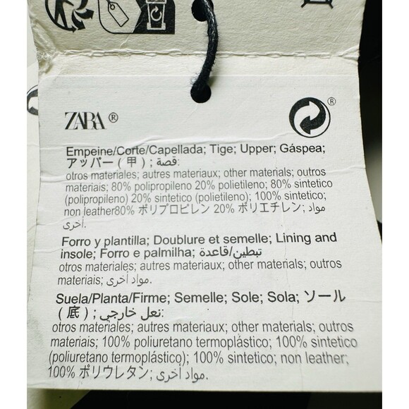 ZARA Woven Rafia Pointed Toe Black Tan Slingback Flat Sandal Women US 7.5 NEW - Picture 9 of 12